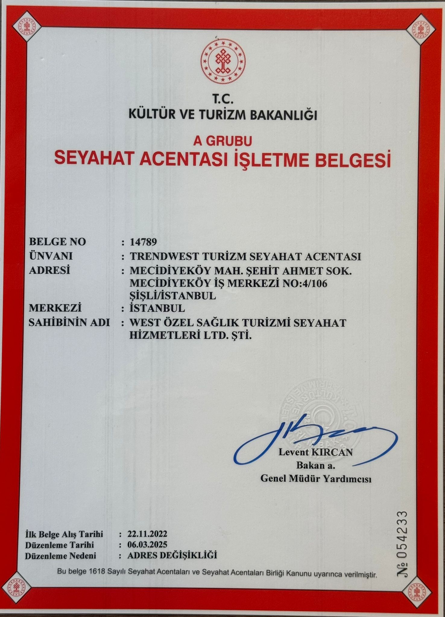 Sağlık Turizmi Yetki Belgesi